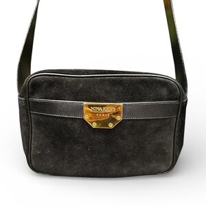 Vintage Nina Ricci Paris Black Suede Shoulder Bag – Made in Italy